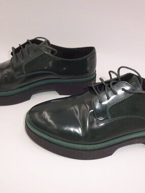 Womens Geox Respira Leather Forest Green Derby Oxfords Shoes 39 US 8 UK 6 D849WA